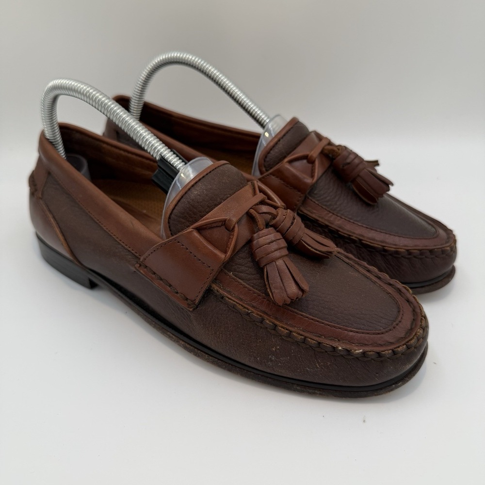 FLORSHEIM-Princeton Cognac Brown Leather Tassel Loafer•Mens 7.5 D